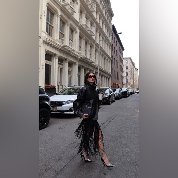 Vericci Tan Suede Fringe Leather Coat • Western Boho Festival Jacket (S) - Picture 14 of 15